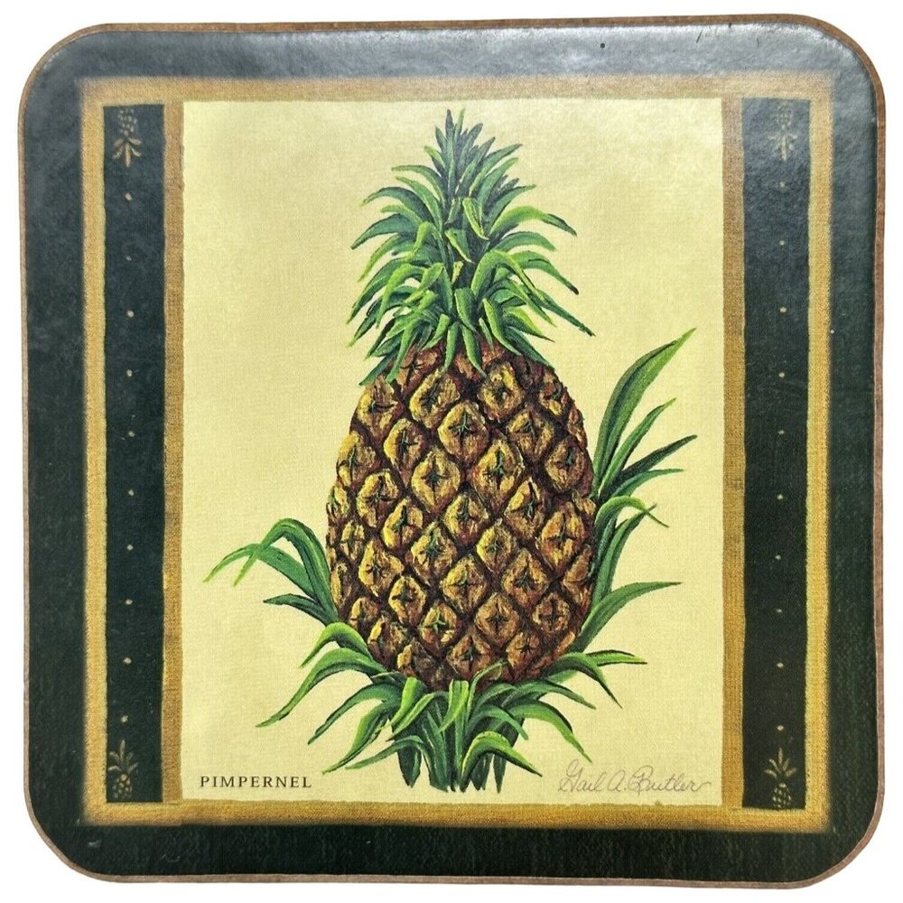 Pimpernel Pineapple Coasters Set of 5 Tropical Fruit Design by Gail A Butler